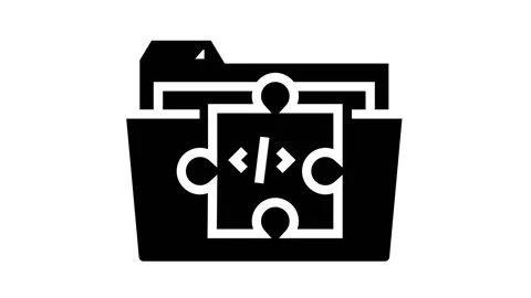 Folder with program code files glyph icon animation Stock Footage 163804021