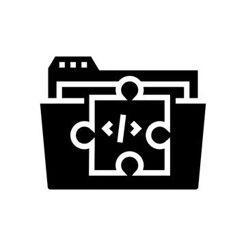 Folder with program code files glyph icon vector illustration Stock Illustration