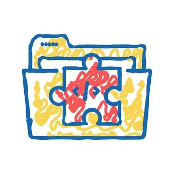 Folder with program code files icon doodle illustration Illustration