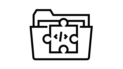 Folder with program code files line icon animation Stock Footage 163794363