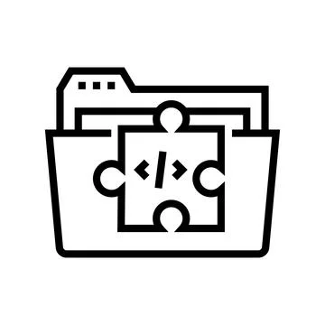 Folder with program code files line icon vector illustration Stock Illustration
