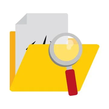 Folder with programming code and magnifying glass symbol Illustrazione stock