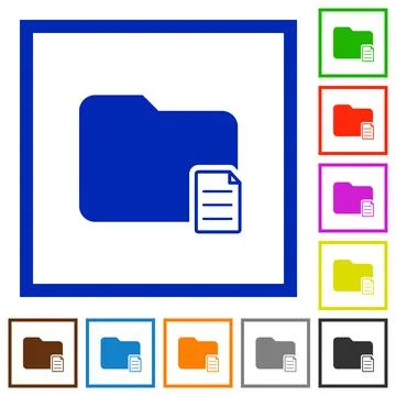 Folder properties flat framed icons 库存插图