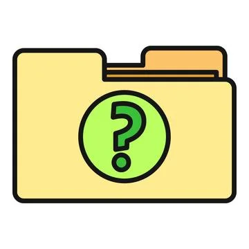Folder with a question mark icon showing unknown information Stock Illustration
