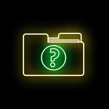 Folder with question mark neon glowing icon concept Stock Illustration