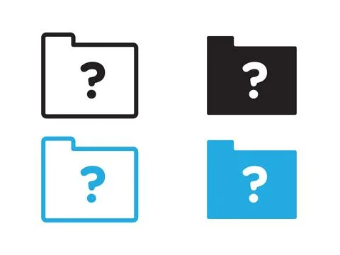 Folder with questionmark icon black and white vector outline sign イラスト素材