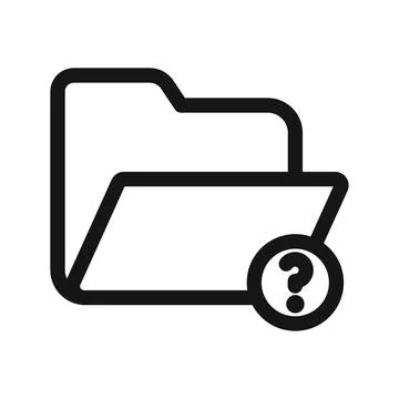Folder with questionmark icon Black line art vector logo Stock Illustration