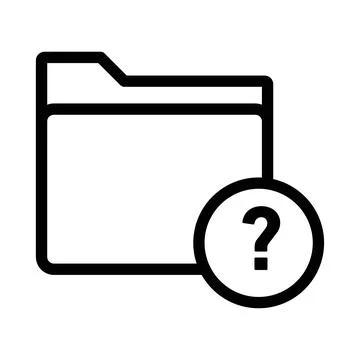 Folder with questionmark icon linear logo mark in black and white Stock Illustration