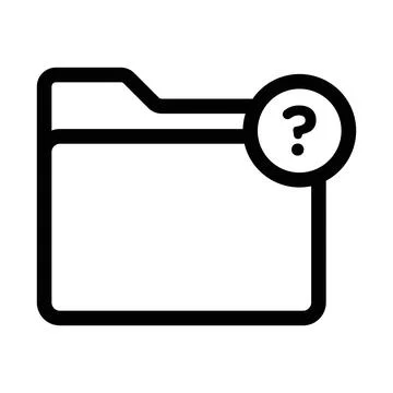 Folder with questionmark icon linear logo mark in black and white Illustrazione stock