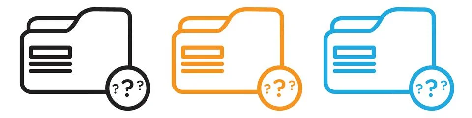 Folder with questionmark icon vector logo set collection for web app ui Stock Illustration