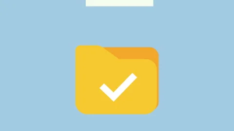 Folder received document with checkmark 2d animation with alpha matte Stock Footage 335607924