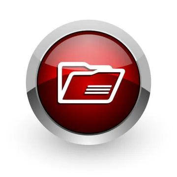 Folder red circle web glossy icon. Illustrazione stock