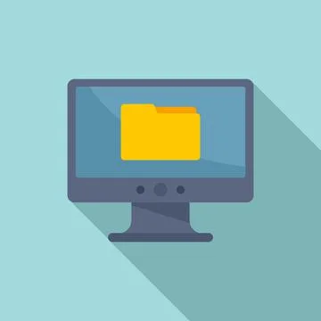 Folder remote access icon, flat style Stock Illustration