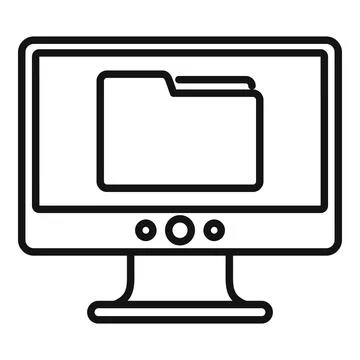 Folder remote access icon, outline style Stock Illustration
