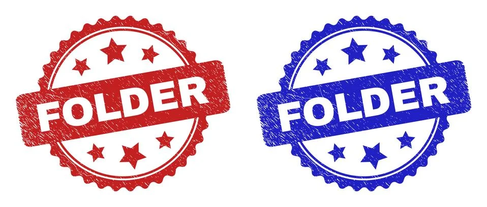 FOLDER Rosette Seals with Scratched Surface Stock Illustration