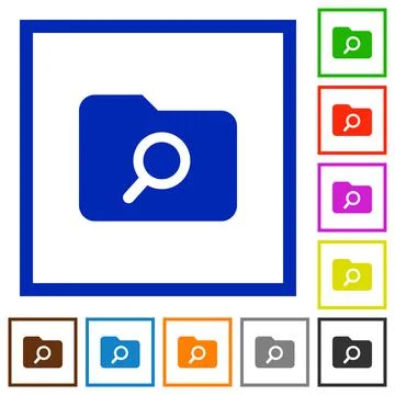 Folder search flat framed icons 库存插图