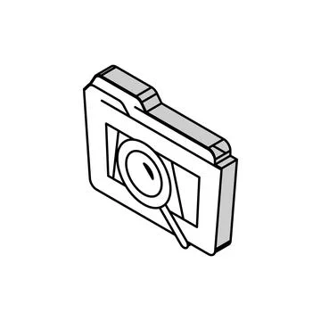 Folder search magnifying glass isometric icon vector illustration Stock Illustration
