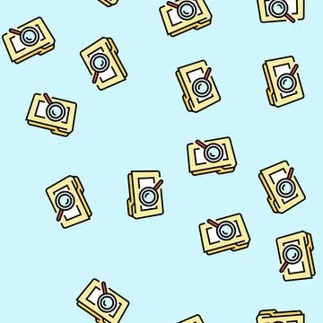 Folder search magnifying glass vector seamless pattern Stock Illustration