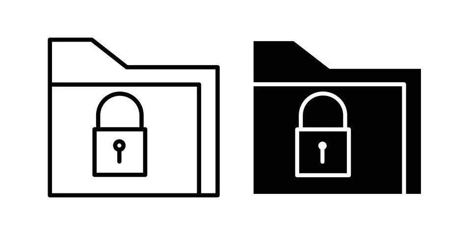 Folder security icon set modern line and solid style collection. Stock Illustration