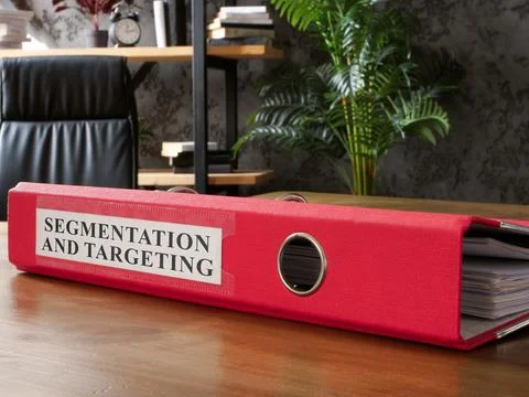 Folder with segmentation and targeting report. Stock Photos