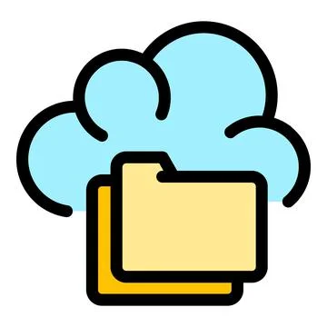 Folder server data icon color outline vector 스톡 일러스트