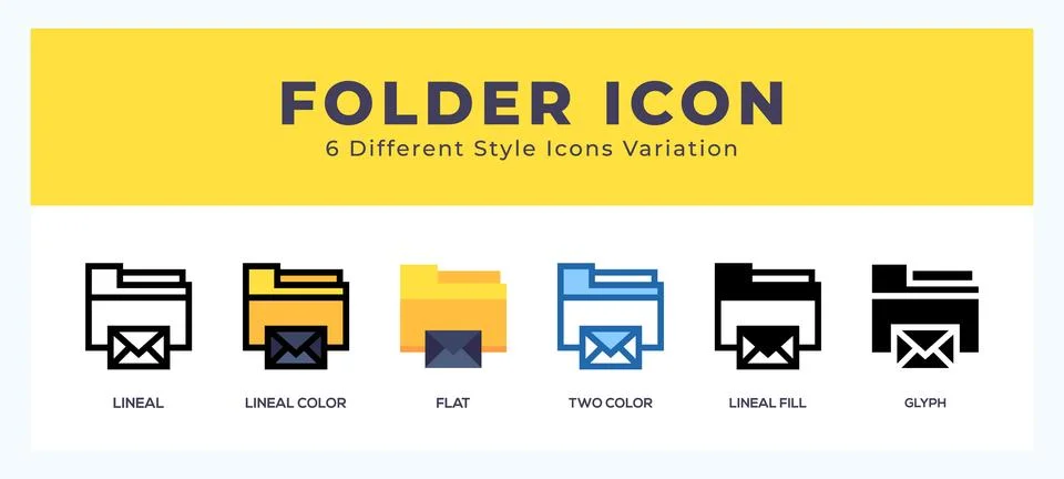 Folder set of icons. Vector illustration with different styles. Stock Illustration