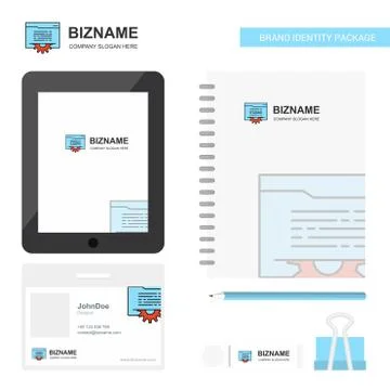 Folder setting Business Logo, Tab App, Diary PVC Employee Card and USB Brand  Stock Illustration