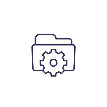 Folder settings line icon on white Stock Illustration