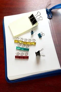 Folder sheets and paper clips Stock Photos