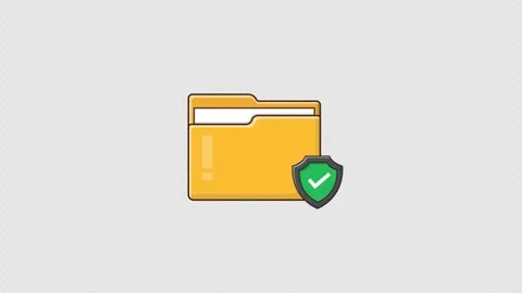 Folder with Shield. File Protection Concept Animation Video - Transparent Stock Footage 334812503