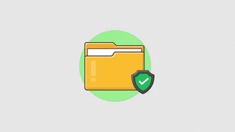 Folder with Shield. File Protection Concept Animation Video - Transparent 스톡 동영상 334812572