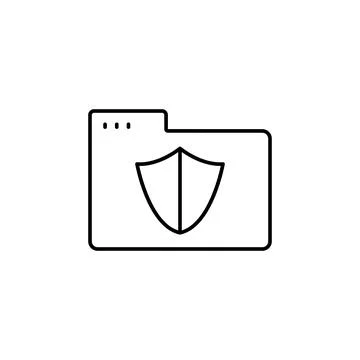 Folder shield icon. Simple line, outline vector of icons for ui and ux, website Stock Illustration
