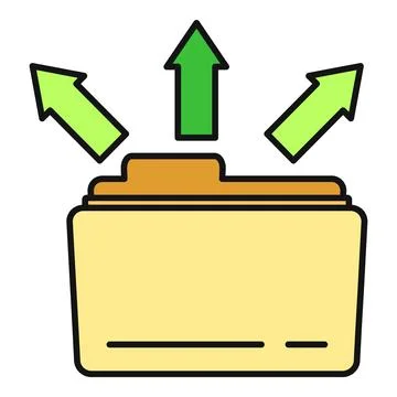 Folder showing three green arrows moving data outwards 스톡 일러스트