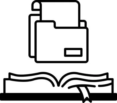 Folder is shown with a book open to the page with the folder 库存插图