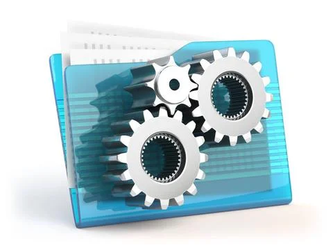 Folder sign with geras icon. Settings, database or archive concept Folder ... Foto stock
