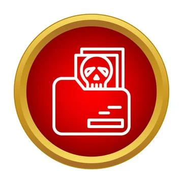 Folder with skull icon indicating data cybersecurity risk 스톡 일러스트