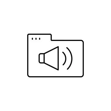 Folder sound icon. Simple line, outline vector of icons for ui and ux, website Illustrazione stock