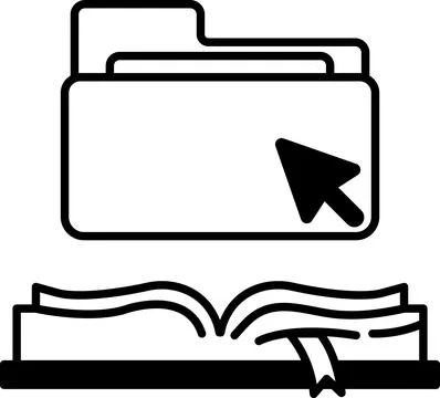 Folder with a spine is opened to a page with a bookmark Stock Illustration