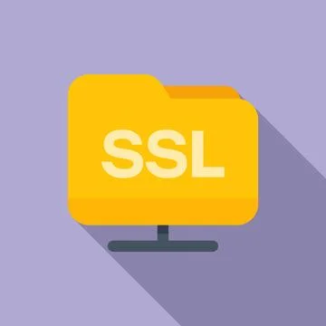 Folder SSL certificate icon flat vector. Security data Ilustración de archivo