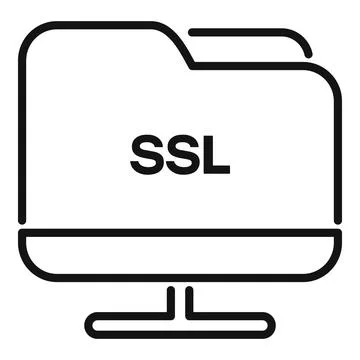 Folder SSL certificate icon outline vector. Security data 库存插图