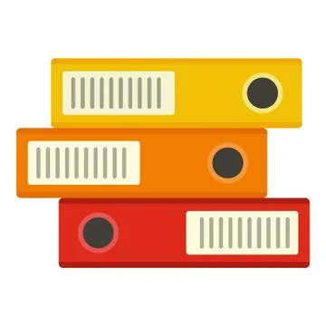 Folder stack icon, flat style Stock Illustration
