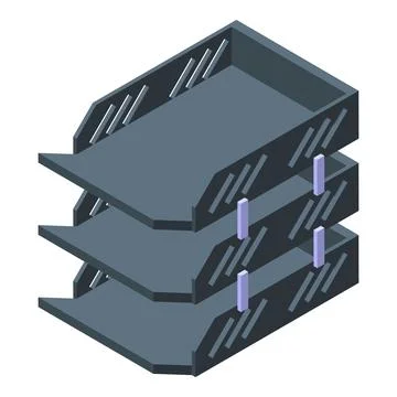 Folder stack tray icon isometric vector. Card send mail Stock Illustration