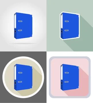 Folder stationery equipment set flat icons vector illustration 스톡 일러스트