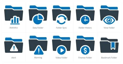 Folder as statistics, data folder, folder sync Stock Illustration