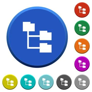 Folder structure beveled buttons Stock Illustration