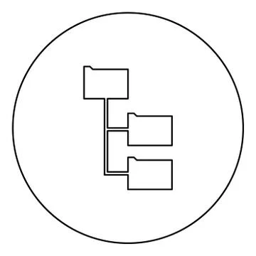 Folder structure black icon outline  in circle image 스톡 일러스트