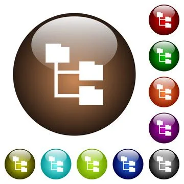 Folder structure color glass buttons 스톡 일러스트