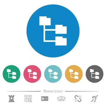 Folder structure flat round icons Stock Illustration