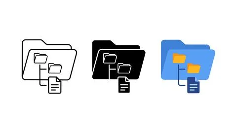 Folder structure hierarchy icon set Illustrazione stock