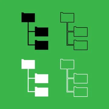 Folder structure icon  Black and white color set Illustrazione stock